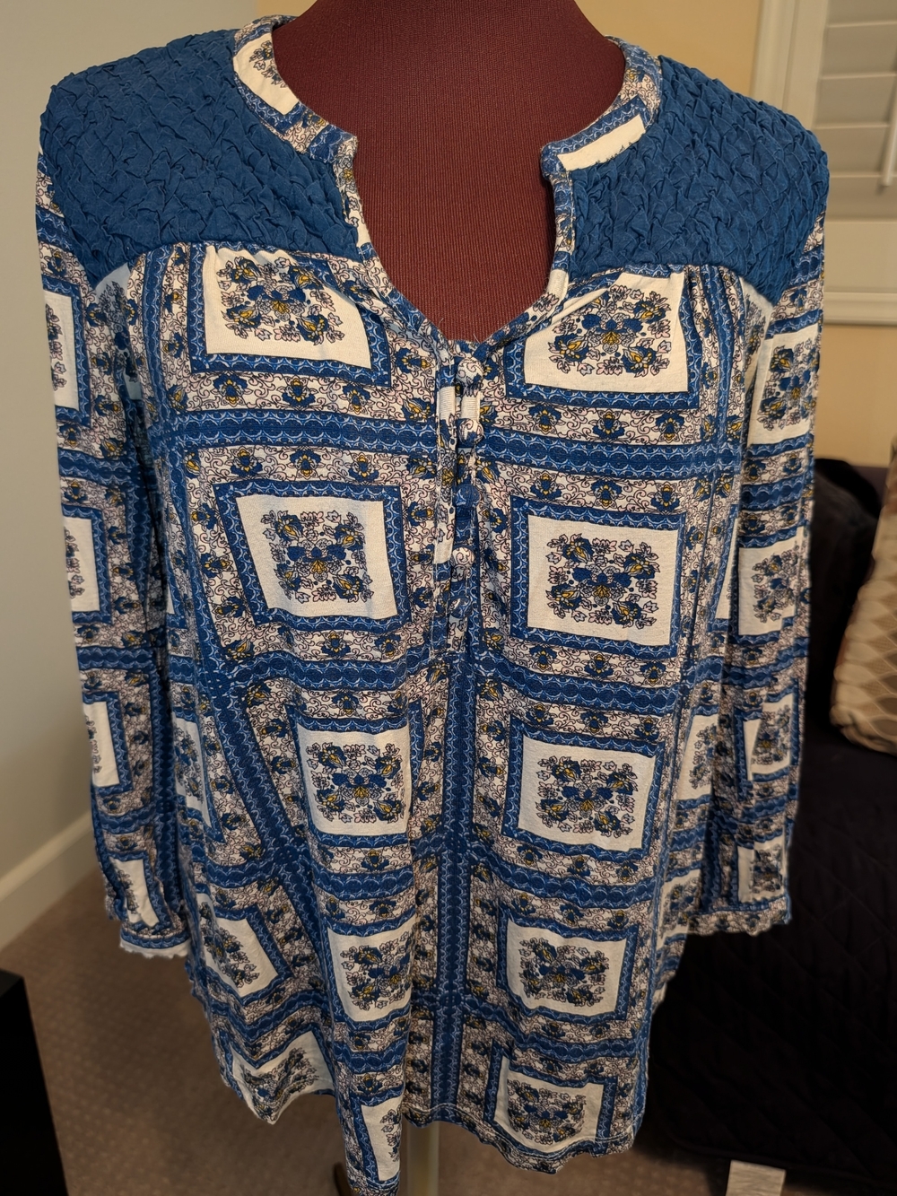 Blue Patterned Women's Tunic Top - Porridge